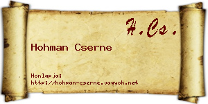 Hohman Cserne névjegykártya